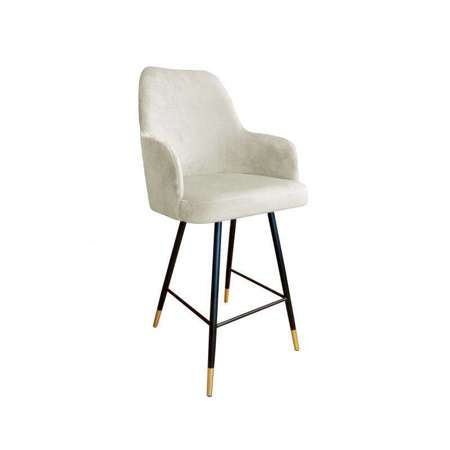  Upholstered stool PEGAZ in ivory color MG-50 material with a golden leg