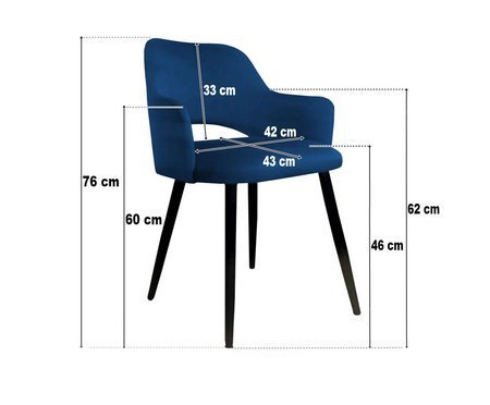Gray-blue upholstered STAR chair material BL-06 with golden leg
