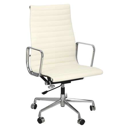 Office armchair CH1191T white leather / chrome