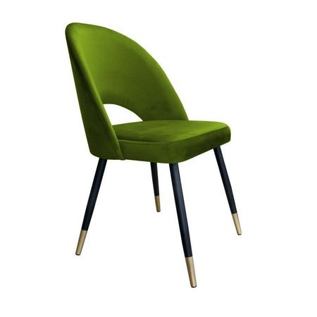 Olive upholstered LUNA chair material BL-75 with golden leg