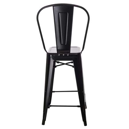 Paris Back black bar stool inspired by Tolix