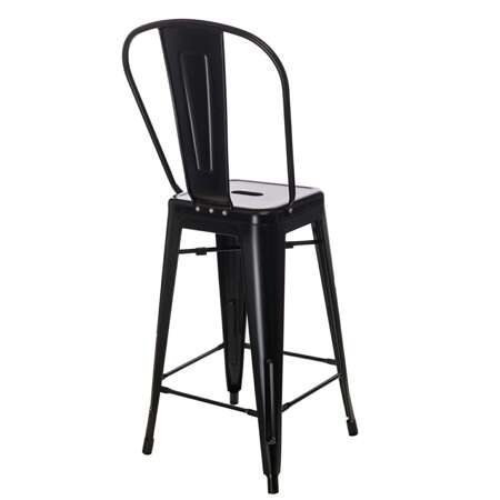 Paris Back black bar stool inspired by Tolix