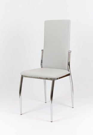 SK DESIGN KS004 LIGHT GREY Synthetic lether chair with chrome rack