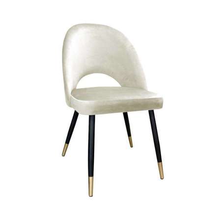 Upholstered LUNA chair in ivory color material MG-50 with golden leg