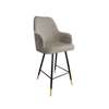  Upholstered stool PEGAZ in bright brown color MG-09 material with a golden leg