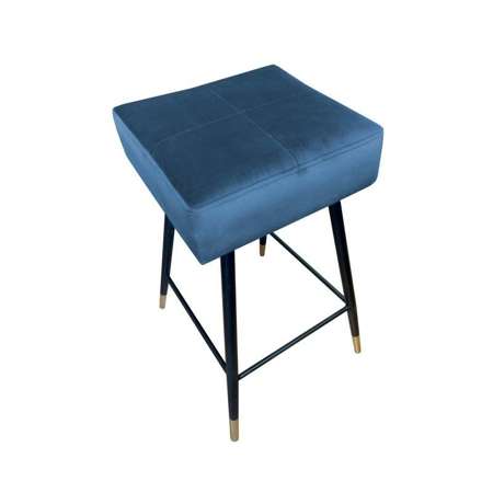 Blau gepolsterter Stuhl FENIKS Material MG-33 mit goldenem Bein