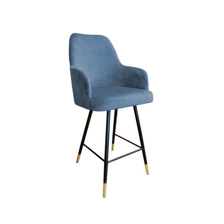 Blau gepolsterter Stuhl PEGAZ Material MG-33 mit goldenem Bein