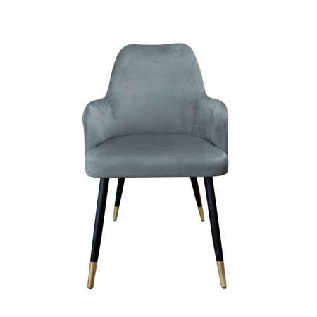 Dunkelgrau gepolsterter Stuhl PEGAZ Material BL-14 mit goldenen Bein