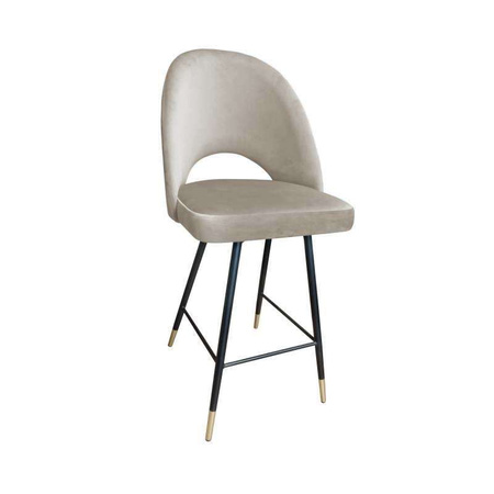  Upholstered stool LUNA in bright brown color MG-09 material with a golden leg