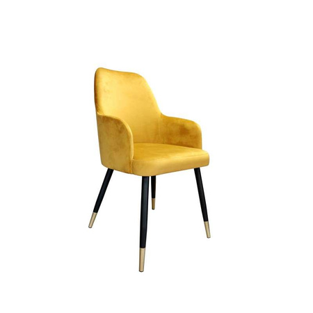 Gelb gepolsterter Stuhl PEGAZ Material MG-15 mit goldenen Bein
