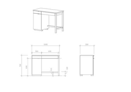 B-DES45 COLOR biurko z szafką oraz szufladą na drewnianych nogach, różne kolory 100x50cm 