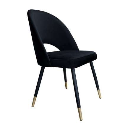 Czarne tapicerowane krzesło LUNA materiał MG-19 ze złotą nóżką