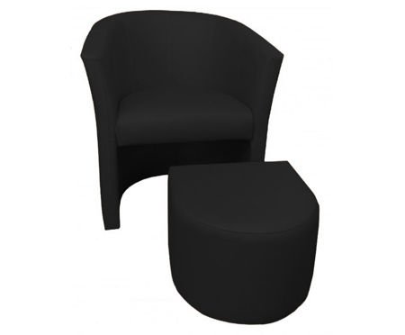 Czarny fotel CAMPARI z podnóżkiem